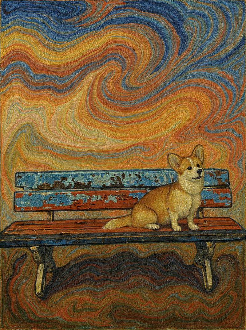 Portrait de corgi style Henri Matisse - fauvisme